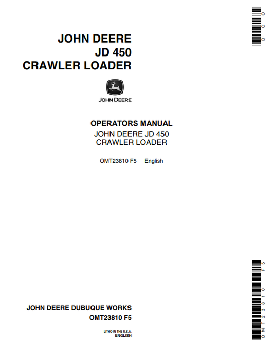 JOHN DEERE JD 450 CRAWLER LOADER OPERATOR MANUAL OMT23810