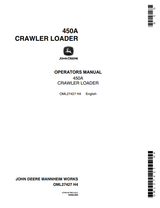 JOHN DEERE 450A CRAWLER LOADER OPERATOR MANUAL OML2742