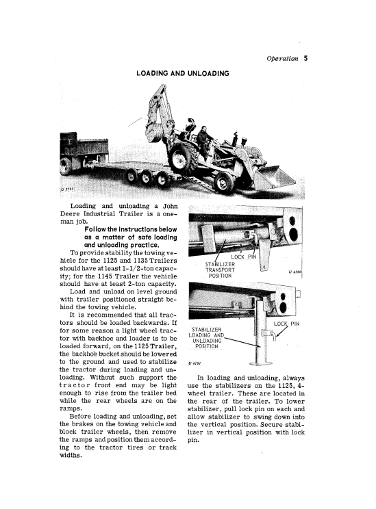JOHN DEERE 1125, 1135 AND 1145 INDUSTRIAL TRAILER OPERATOR MANUAL OMU40522