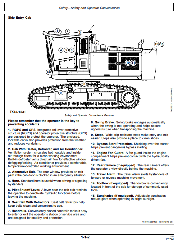 JOHN DEERE 3754G AND 3754GLC FORESTRY EXCAVATOR OPERATOR MANUAL OMT351450X19