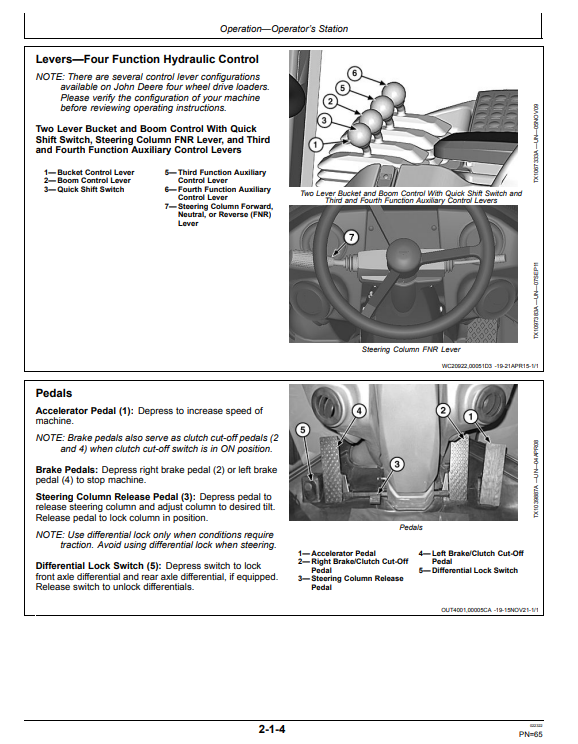 JOHN DEERE 544K 4WD LOADER OPERATOR MANUAL OMT337074X19
