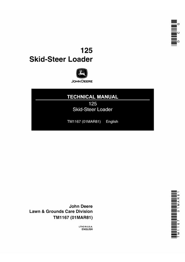 JOHN DEERE 125 SKID STEER LOADER TECHNICAL MANUAL TM1167