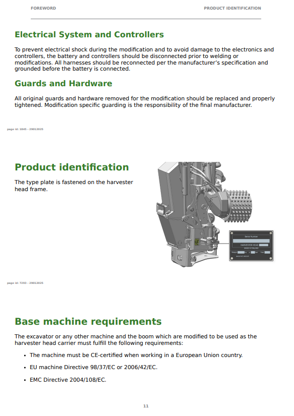 JOHN DEERE H216 HARVESTER HEAD OPERATOR INSTRUCTION MANUAL F743742