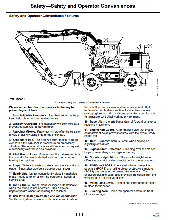 JOHN DEERE 190GW EXCAVATOR OPERATOR MANUAL OMT356186X19