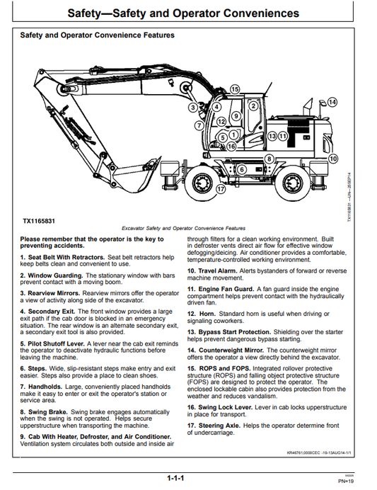 JOHN DEERE 190GW EXCAVATOR OPERATOR MANUAL OMT356186X19