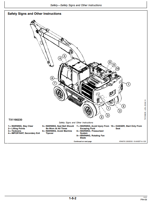 JOHN DEERE 190GW EXCAVATOR OPERATOR MANUAL OMT356186X19