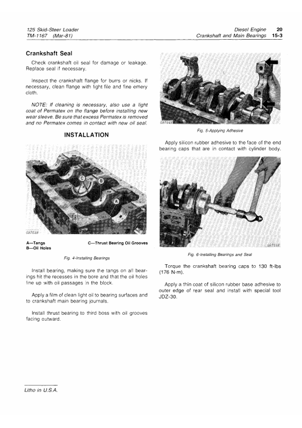JOHN DEERE 125 SKID STEER LOADER TECHNICAL MANUAL TM1167