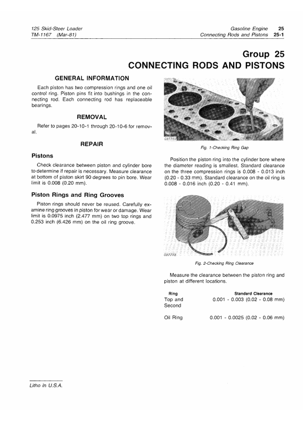 JOHN DEERE 125 SKID STEER LOADER TECHNICAL MANUAL TM1167