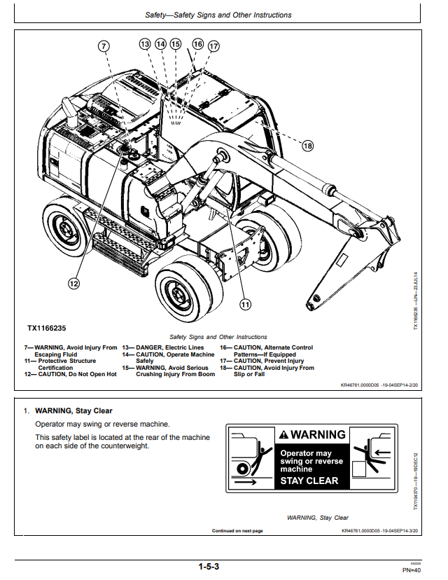 JOHN DEERE 190GW EXCAVATOR OPERATOR MANUAL OMT356186X19