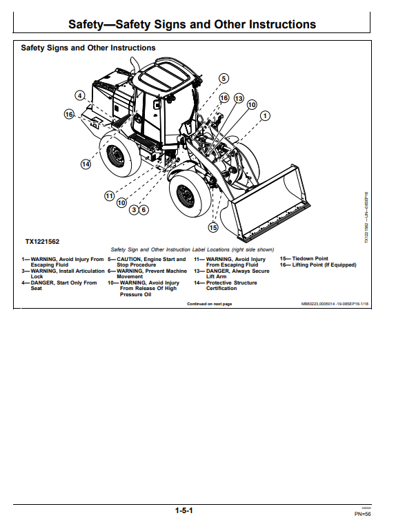 JOHN DEERE 524K 4WD LOADER OPERATOR MANUAL OMT337787X19