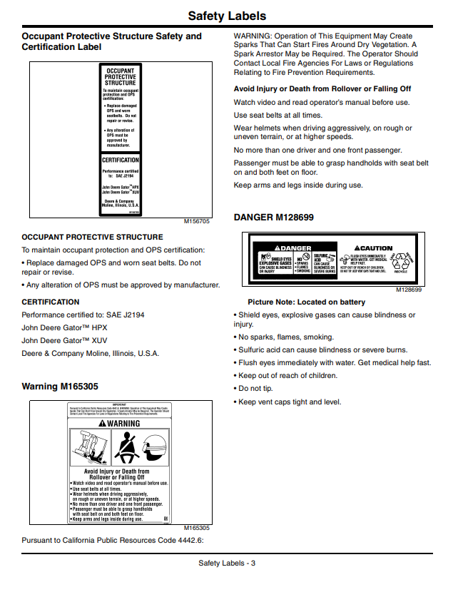 JOHN DEERE GATOR™ UTILITY VEHICLE XUV550 OPERATOR MANUAL OMM164559