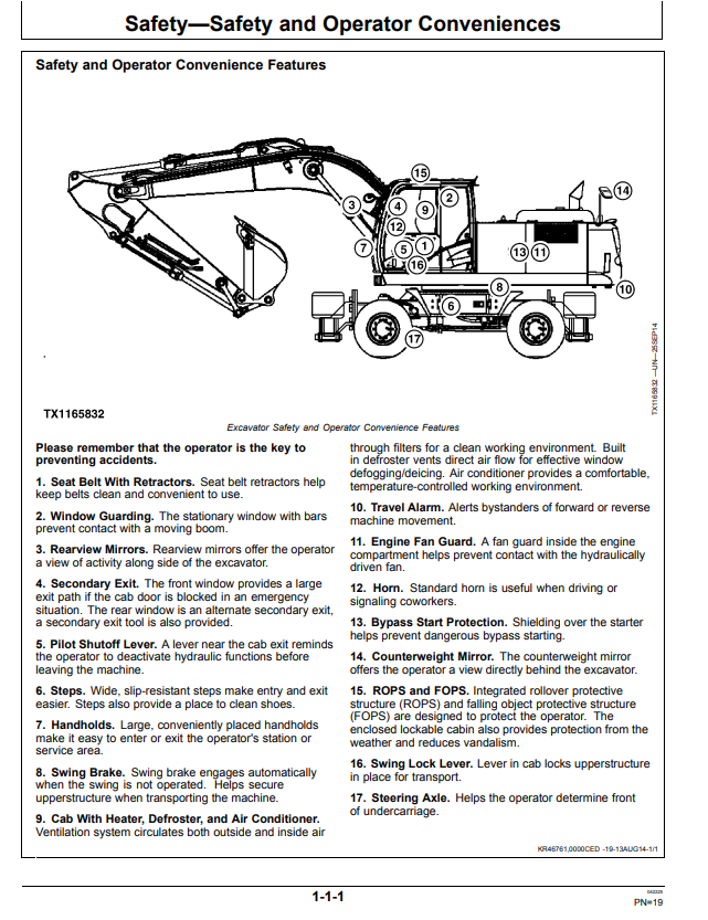 JOHN DEERE 230GW EXCAVATOR OPERATOR MANUAL OMT356703X19