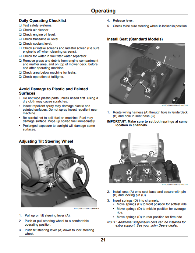 JOHN DEERE X750, X754, AND X758 TRACTOR OPERATOR MANUAL OMM174241