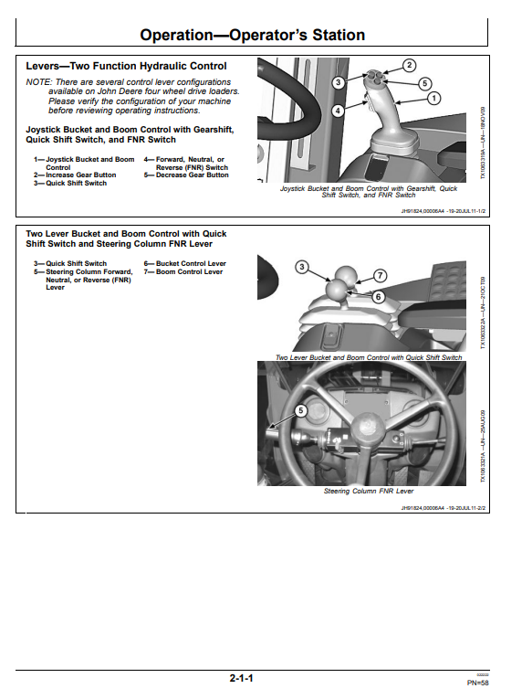 JOHN DEERE 844K 4WD LOADER OPERATOR MANUAL OMT351580X19