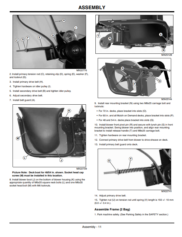 JOHN DEERE 2-BAG, 3-BAG, Z510A, Z520A, Z810A, Z820A, Z830A, Z840A, Z850A, Z860A, Z910A, Z920A, Z925A, Z930A, Z950A, Z960A, Z970A BLOWER AND REAR BAGGER 2 AND 3 BAG MATERIAL COLLECTION SYSTEM OPERATOR MANUAL OMTCU24344