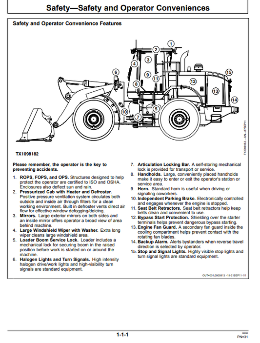 JOHN DEERE 644K 4WD LOADER OPERATOR MANUAL OMT391193X19
