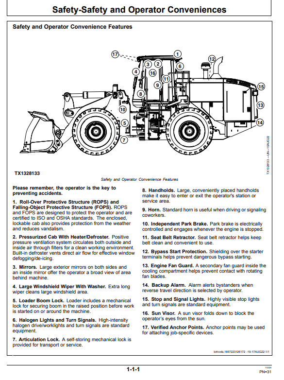 JOHN DEERE 824 P 4WD LOADER OPERATOR MANUAL OMT507399X019