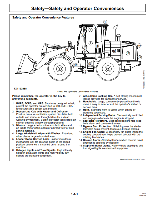 JOHN DEERE 544K 4WD LOADER OPERATOR MANUAL OMT361499X19