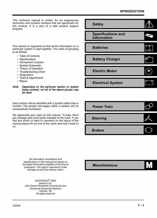 JOHN DEERE E-GATOR UTILITY VEHICLE TECHNICAL MANUAL TM1766