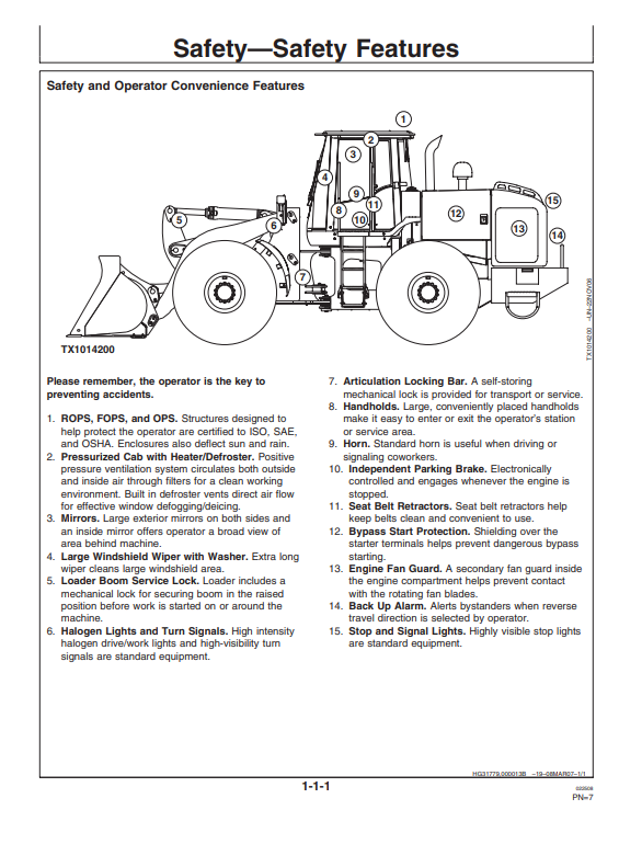 JOHN DEERE 724J LOADER OPERATOR MANUAL OMT182027