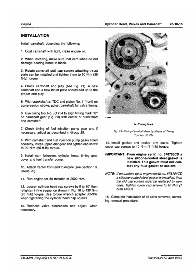 JOHN DEERE 2150 AND 2255 TRACTOR TECHNICAL MANUAL TM4401