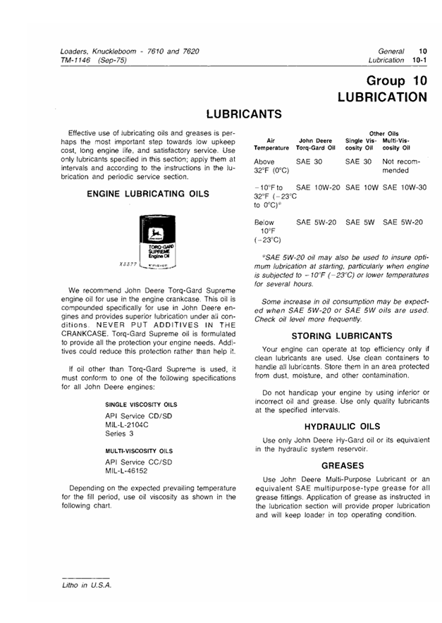 JOHN DEERE 7610 AND 7620 KNUCKLEBOOM LOADER TECHNICAL MANUAL TM1146