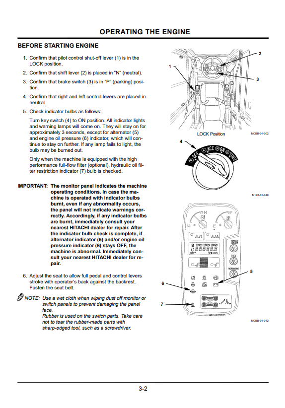 HITACHI ZAXIS 180W, 210W WHEELED EXCAVATOR OPERATOR MANUAL EMCBBNA31