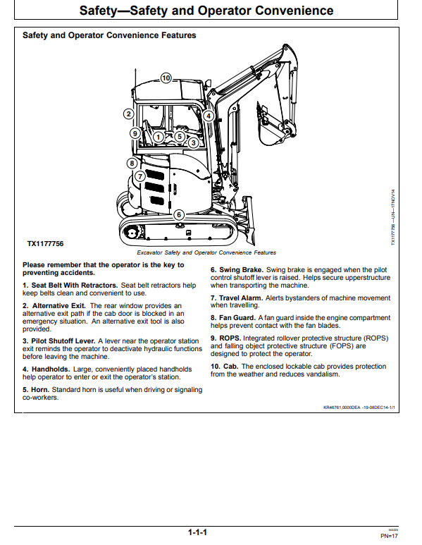 JOHN DEERE 26G COMPACT EXCAVATOR OPERATOR MANUAL OMT361084X19