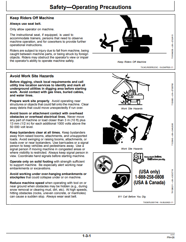 JOHN DEERE 26G COMPACT EXCAVATOR OPERATOR MANUAL OMT361084X19
