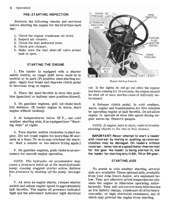 JOHN DEERE JD 300, 7320 LOADER OPERATOR MANUAL OMT32951