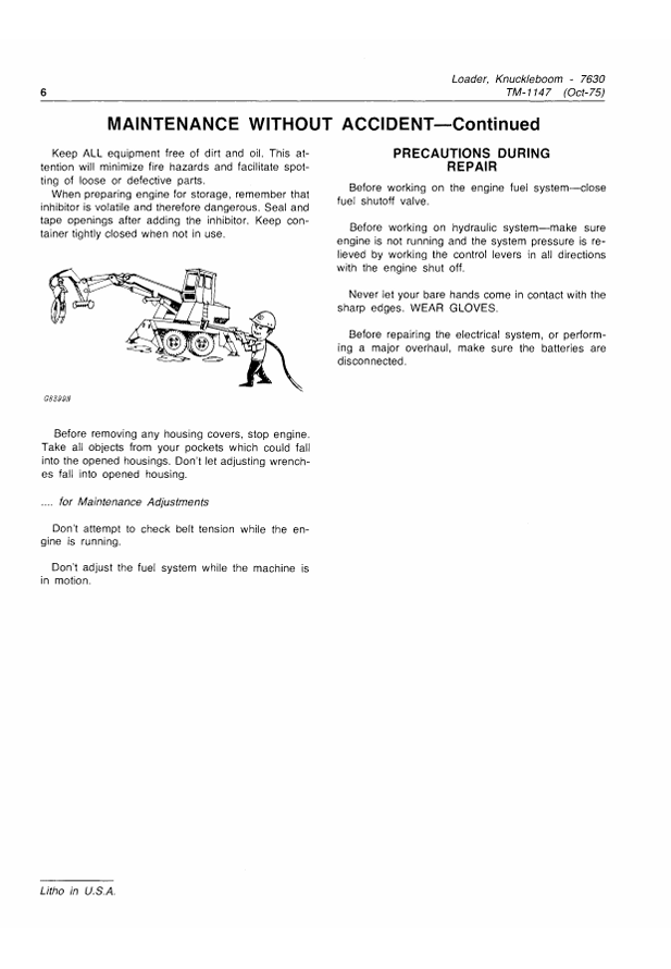 JOHN DEERE 7630 KNUCKLEBOOM LOADER TECHNICAL MANUAL TM1147