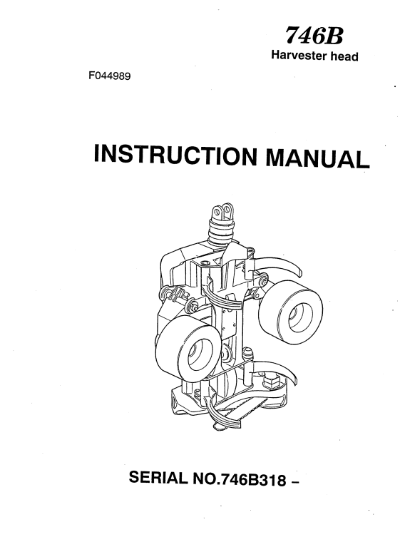 JOHN DEERE 746B HARVESTER HEAD OPERATOR MANUAL F044989