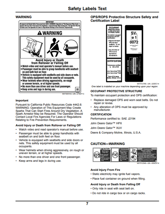 JOHN DEERE XUV 550 GATOR™ UTILITY VEHICLE OPERATOR MANUAL OMM175169