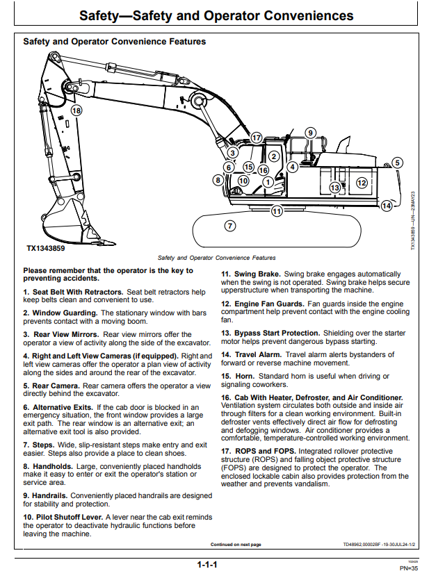 JOHN DEERE 350 P EXCAVATOR OPERATOR MANUAL OMT453664X019