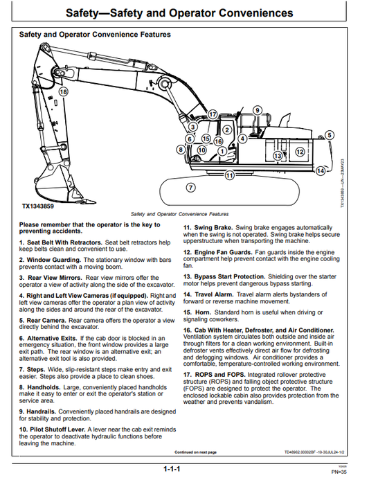 JOHN DEERE 350 P EXCAVATOR OPERATOR MANUAL OMT453664X019