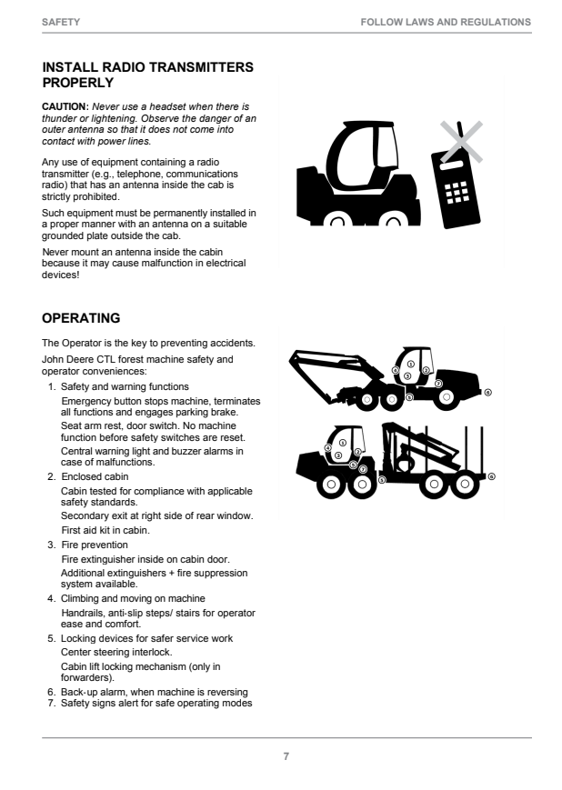 JOHN DEERE 1270E T2 CTL HARVESTER OPERATOR INSTRUCTION MANUAL F670650