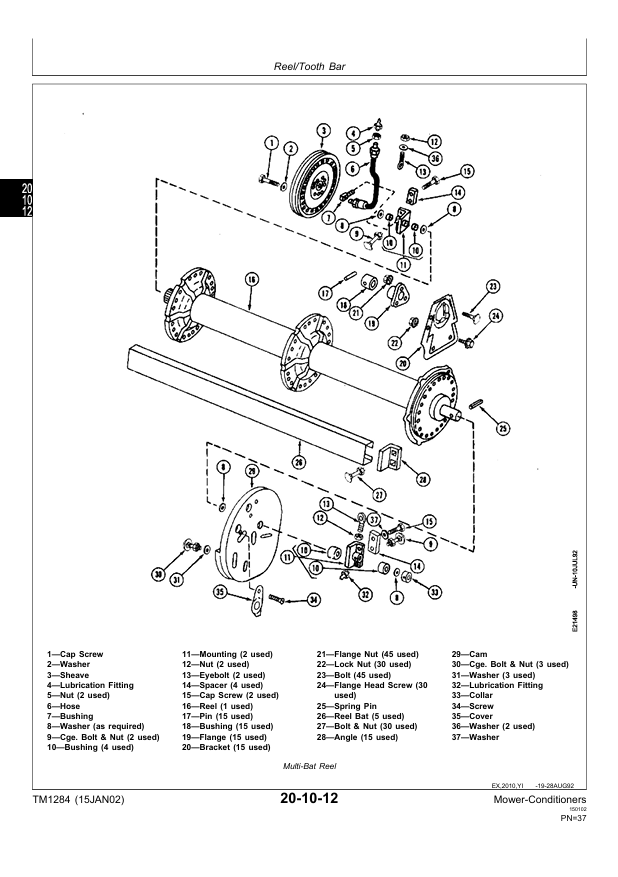 JOHN DEERE 1207, 1209, 1217 AND 1219 MOWER-CONDITIONER TECHNICAL MANUAL TM1284