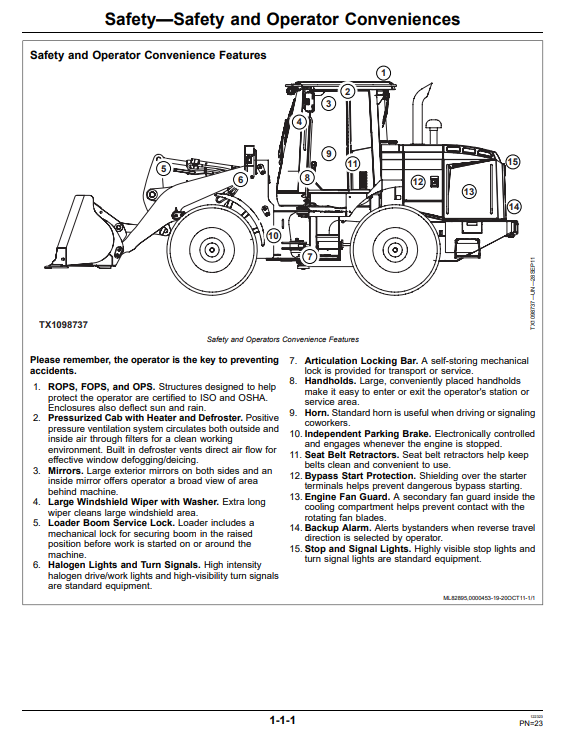 JOHN DEERE 624K 4WD LOADER OPERATOR MANUAL OMT275697