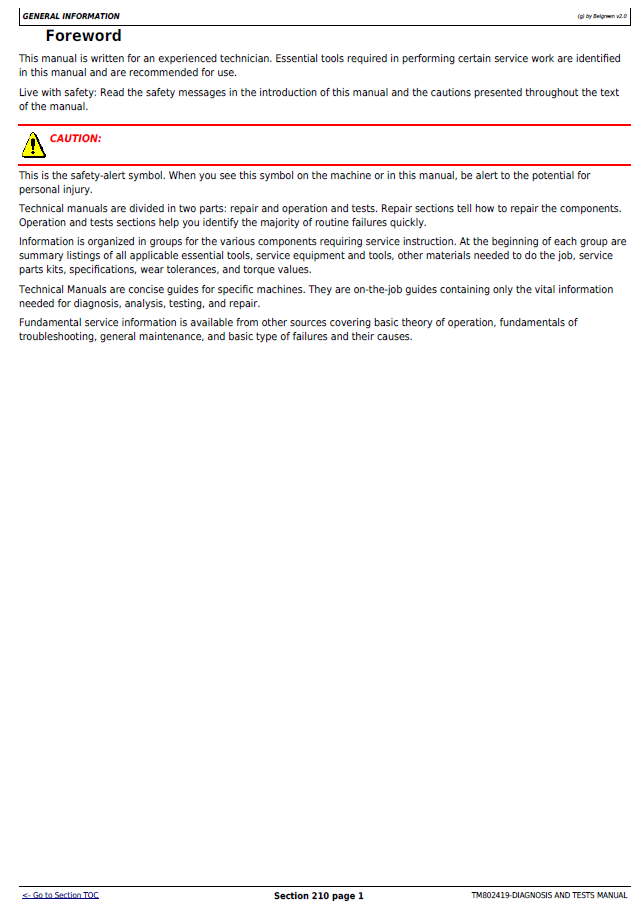 TM802419 | John Deere 4730 Self-Propelled Sprayer Diagnostic Guide