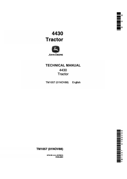 JOHN DEERE 4430 TRACTOR TECHNICAL MANUAL TM1057