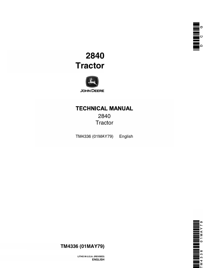 JOHN DEERE 2840 TRACTOR TECHNICAL MANUAL TM4336