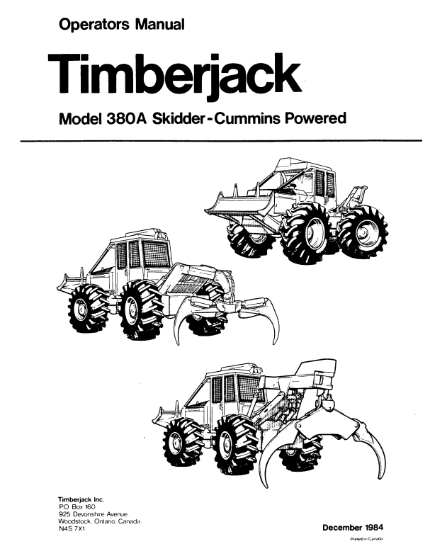 JOHN DEERE 380A SERIES SKIDDER OPERATOR MANUAL 8044512