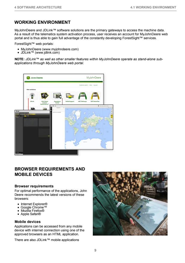JOHN DEERE 810E, 1470E, 1270G 6W, 1470G, 1910G, 1270G 8W, 1010E, 1110E, 1210E, 1510E, 1910E, 1070E, 1170E, 1270E WCTL FORESTSIGHT™ SOLUTIONS OPERATOR INSTRUCTION MANUAL F677242