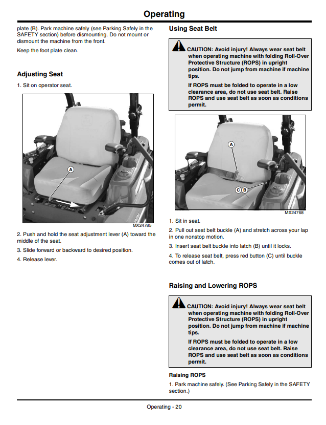 JOHN DEERE Z910A, Z920A, Z925A, Z925A EFI, Z930A, Z950A, Z960A, Z970A ZTRAK™ PRO SERIES OPERATOR MANUAL OMTCU30418