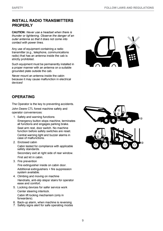 JOHN DEERE 1470E CH9 INTERIM TIER 4 CTL HARVESTER OPERATOR INSTRUCTION MANUAL F685891GENI