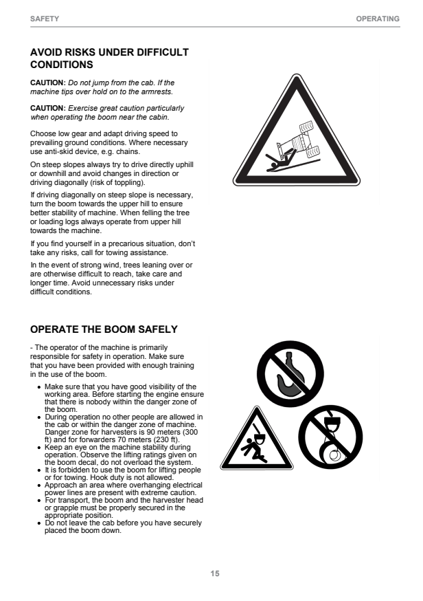 JOHN DEERE 1070E, 1170E CTL HARVESTER OPERATOR INSTRUCTION MANUAL F074164