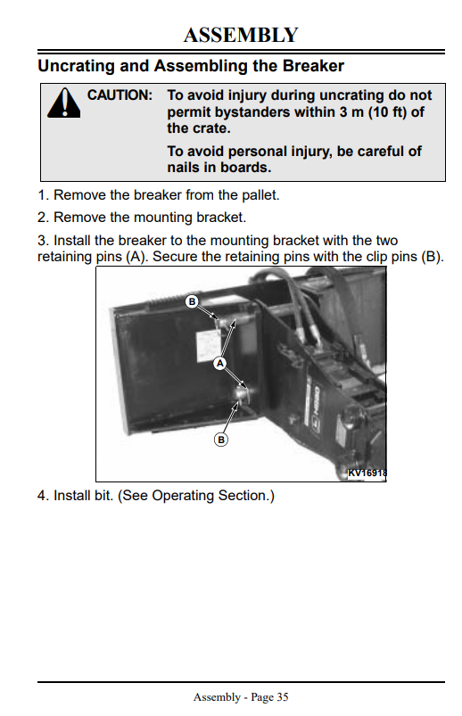JOHN DEERE HYDRAULIC BREAKER HB15, HB30, HB50 AND HB75 FOR 240, 250, 260, 270 AND 4475, 5575, 6675, 7775, 8875 SKID STEER OPERATOR MANUAL OMKV16791