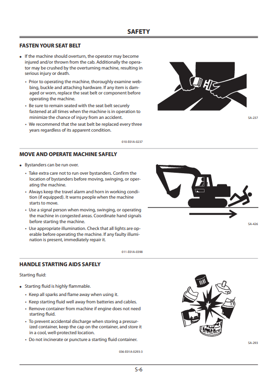 HITACHI ZAXIS 7LC-3, 70LCN-3, 85US-3, 85USBLC-3 HYDRAULIC EXCAVATOR OPERATOR MANUAL EM1P1EN11