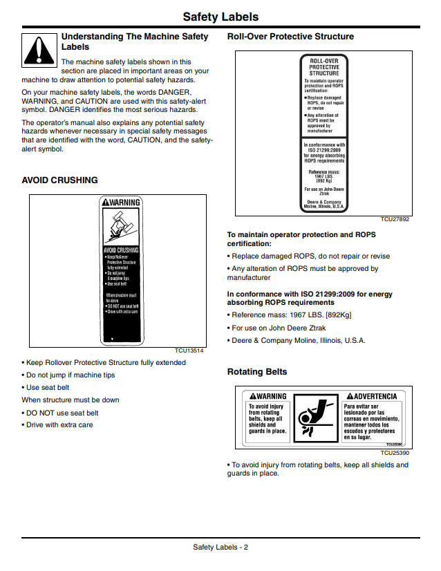 JOHN DEERE Z900B, Z900M, Z900R ZTRAK™ SERIES OPERATOR MANUAL OMTCU35848