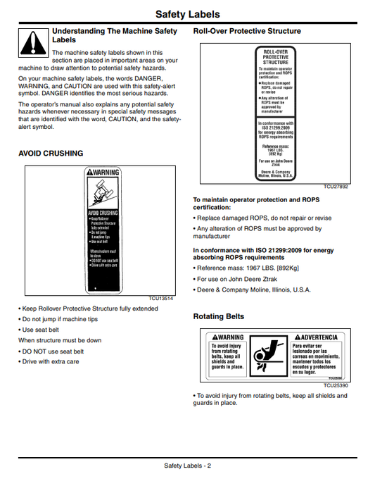 JOHN DEERE Z900B, Z900M, Z900R ZTRAK™ SERIES OPERATOR MANUAL OMTCU35848
